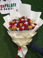 Elegant Red Gold White Rose Bouquet