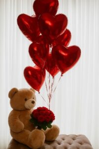 “Soft expressions of care and affection, this teddy bear 6 feed paired with a beautifully arranged flower bouquet creates a perfect balance of warmth and elegance. Together, they symbolize love, comfort, and thoughtful gifting, making them an ideal choice for expressing heartfelt emotions on any special occasion